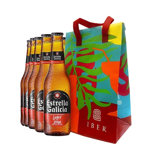 [35341] CERVEZA ESTRELLA GALICIA 355 ML + COOLER BAG IBER DE OBSEQUIO