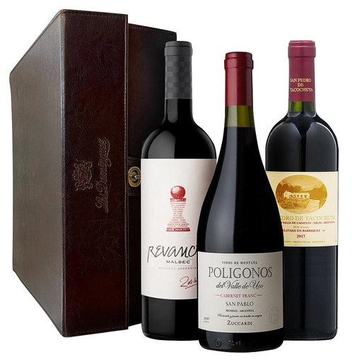 [14748] COFRE DE CUERO X 3 VINOS