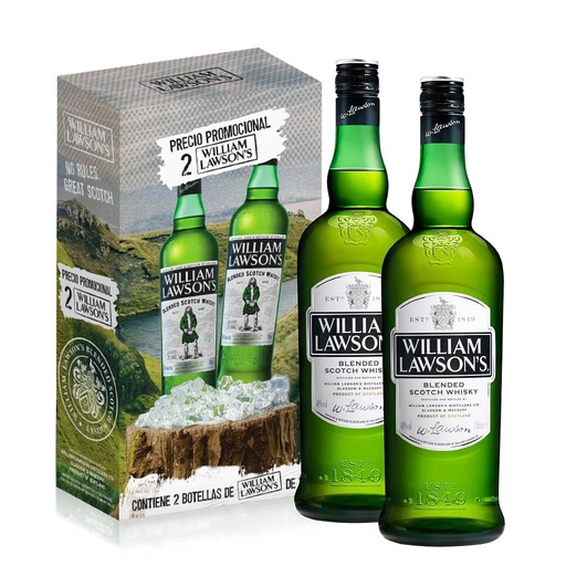 [32022] ESTUCHE 2 BOTELLAS WHISKY ESCOCES WILLIAM LAWSONS 1 LITRO