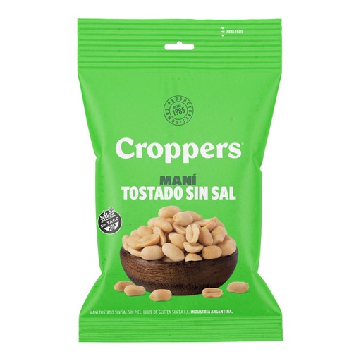 [32240] MANI TOSTADO SIN SAL CROPPERS 45 GRAMOS