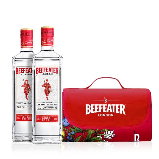 [32880] 2 GIN BEEFEATER 750 ML + BEACHMAT BEEFEATER DE REGALO