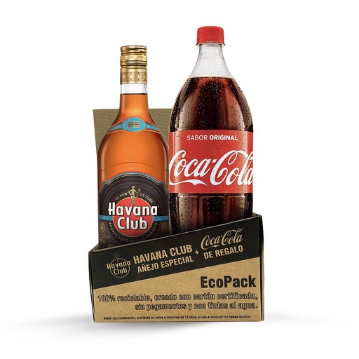 [13331] PACK RON HAVANA ESPECIAL 700 ML CON COCA COLA 1500 ML