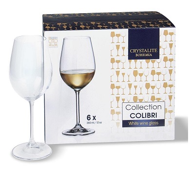 [1723] SET COPAS BOHEMIA VINO BLANCO 350 ML 6 UNIDADES