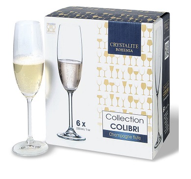 [2843] SET COPAS COLIBRI FLAUTA CHAMPAGNE 220 ML x 6 UNIDADES