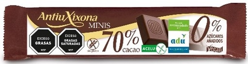 [31459] TABLETA CHOCOLATE ANTIU XIXONA MINI NEGRO 70% 25 GRAMOS