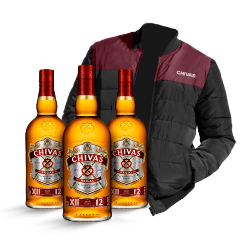 [32432] 3 CHIVAS REGAL 1 LITRO + CAMPERA CHIVAS DE REGALO