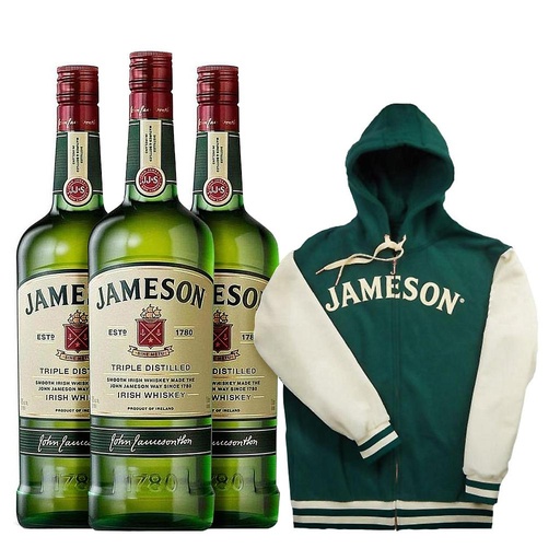 [30395] 3 JAMESON LITRO CON CAMPERA DE OBSEQUIO