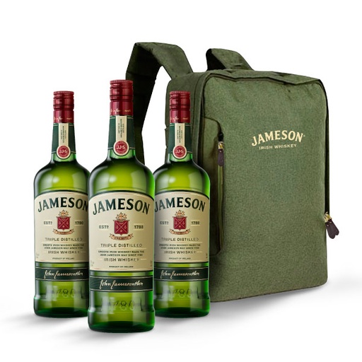 [32435] 3 WHISKEY JAMESON 1 LITRO + MOCHILA JAMESON DE REGALO