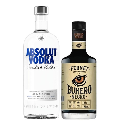 [33070] VODKA ABSOLUT 750 ML + FERNET BUHERO DE REGALO