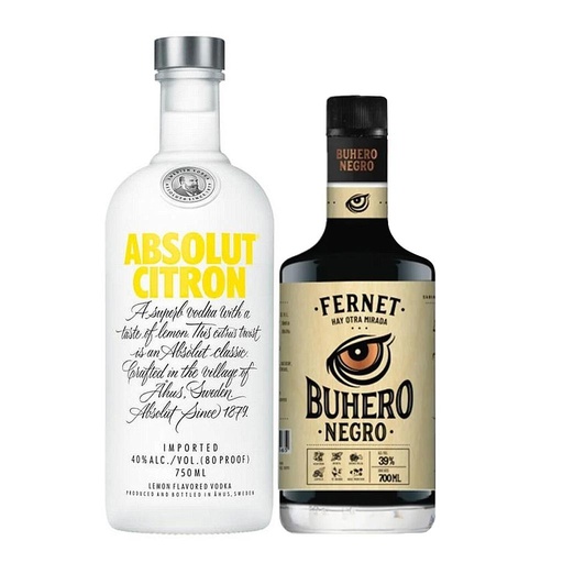 [33074] VODKA ABSOLUT LIME 750 ML + FERNET BUHERO DE REGALO