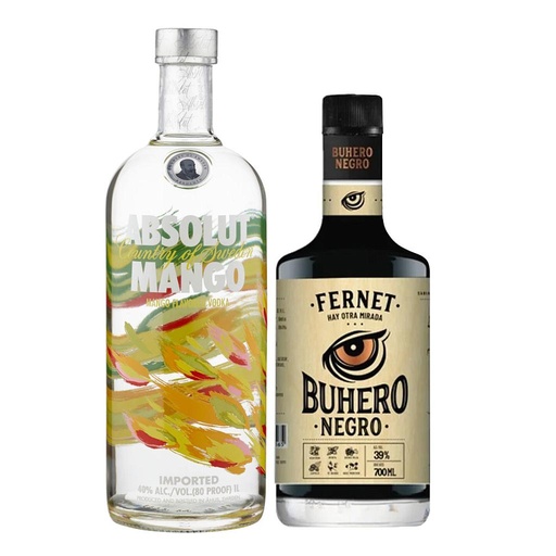 [33071] VODKA ABSOLUT MANGO 750 ML + FERNET BUHERO DE REGALO
