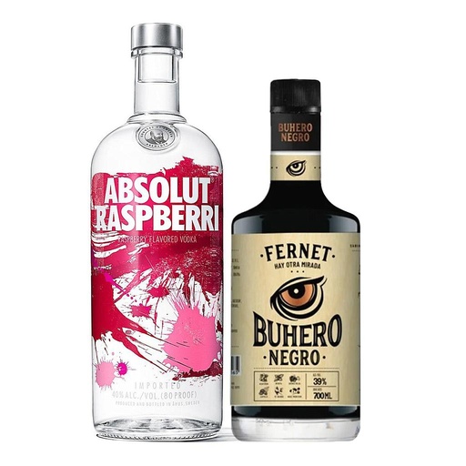 [33072] VODKA ABSOLUT RASPBERRI 750 ML + FERNET BUHERO DE REGALO