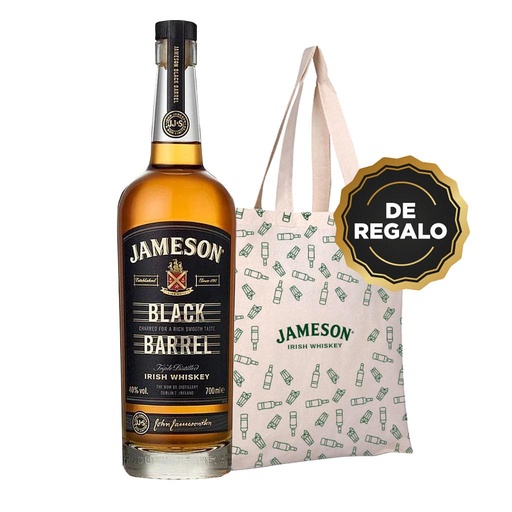 [32982] WHISKEY IRLANDES JAMESON BLACK BARREL 750 ML + TOTE BAG JAMESON DE REGALO