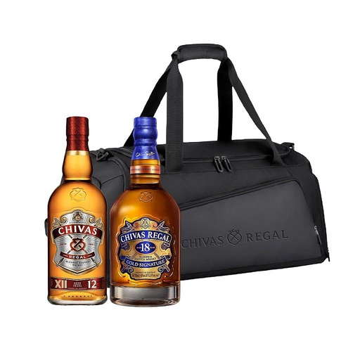 [35659] WHISKY ESCOCES CHIVAS REGAL 1 LITRO + WHISKY ESCOCES CHIVAS REGAL 18 AÑOS 750 ML + BOLSO DE REGALO
