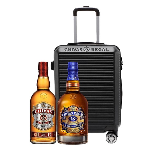 [35656] WHISKY ESCOCES CHIVAS REGAL 1 LITRO + WHISKY ESCOCES CHIVAS REGAL 18 AÑOS 750 ML + CARRY ON DE REGALO