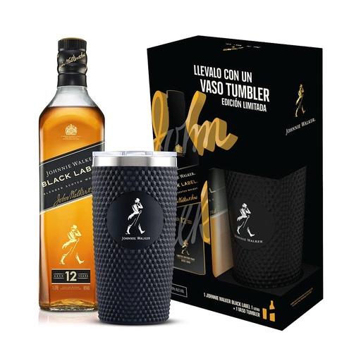 [35096] WHISKY ESCOCES JOHNNIE WALKER BLACK LABEL 1 LITRO + TUMBLER