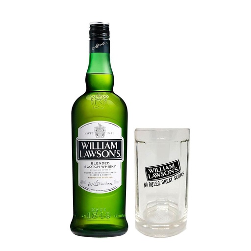 [13325] WHISKY ESCOCES WILLIAM LAWSONS 1L + VASO